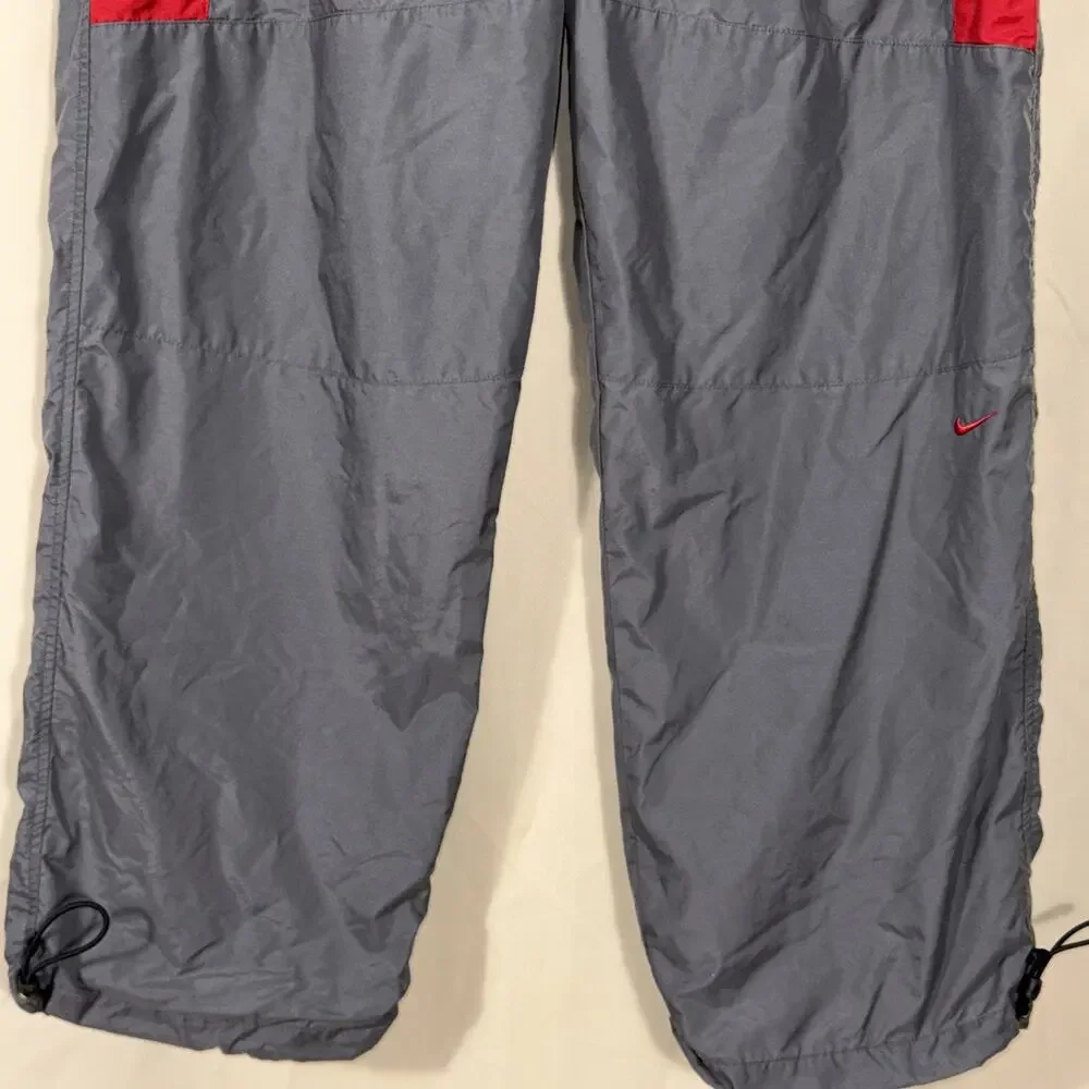 Vintage Nike Windbreaker Track Pants Mens Large Gray Red Mesh Lined Y2K Joggers
